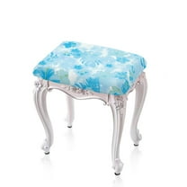 FOR U DESIGNS Palm Leaf Blue Pattern Stool Covers Rectangle 2 pcs Stretch Saddle Bar Stool Slipcover Anti-Dust Bench Seat Protector Vanity Stool Cover for Kitchen Counter