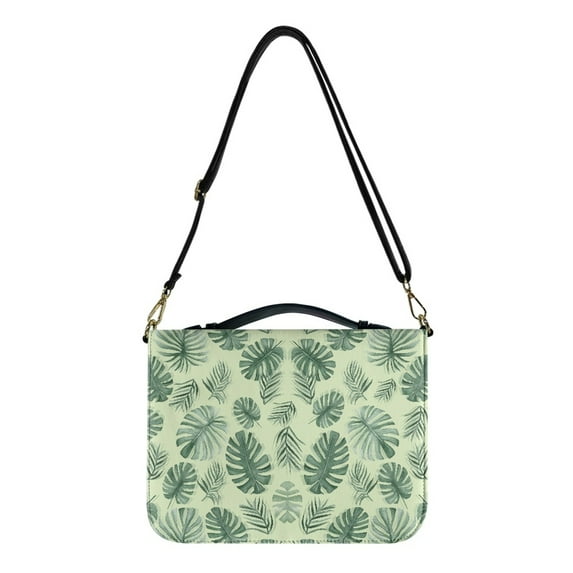 FOR U DESIGNS Palm Leaf Leather Bible Cover Case Size 2XL Portable Bible Carrying Case with Handle and Strap Bible Book Cover Carrying Case Easy to Clean Bible Bags for Women Organizer Tote