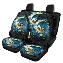 FOR U DESIGNS Panda Leaf Moon Star Print Car Seat Covers Full Set Washable Car Seat Cushion Wear-Resistan Driver Seat Cover Split Bench Rear Seat Universal Fit for Suvs Vans Trucks