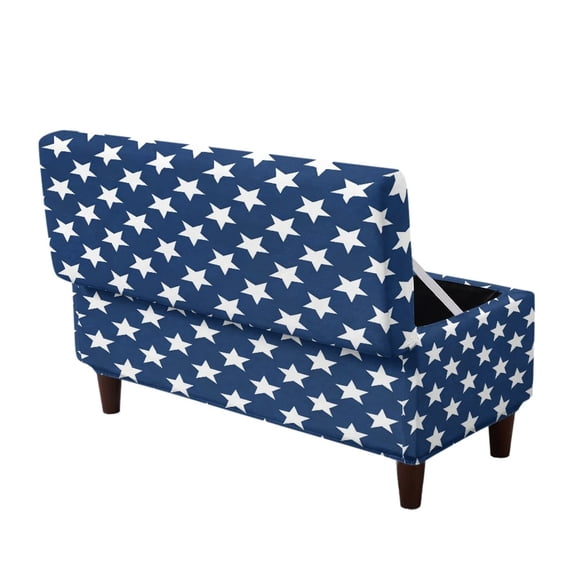 FOR U DESIGNS Patriotic Star Print Ottoman Cover Washable Storage Bench Slipcover Stretch Storage Bench Cover Folding Footrest Stool Slipcover Footstool Protector with Elastic Band