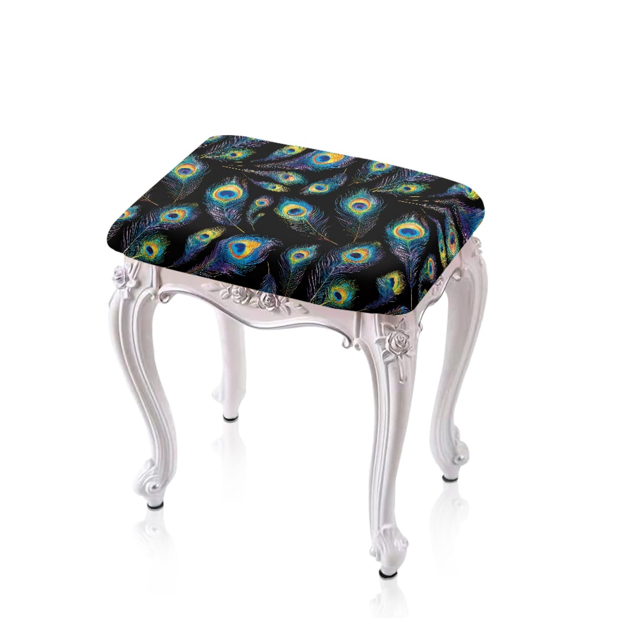 FOR U DESIGNS Peacock Feathers Pattern Stool Covers Rectangle Wear ...