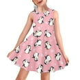 thumbnail image 1 of FOR U DESIGNS Penguin Sleeveless Midi Dress Formal Occasion Princess Dress Pink Tank Sundress for Kids Girl 5-6T Cute Summer A Line Swing Dress School Home Playwear, 1 of 6