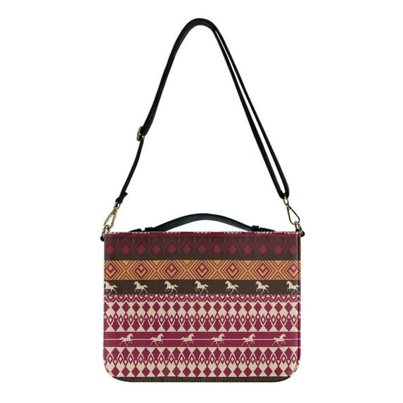 FOR U DESIGNS Pink Aztec Tribal Bible Covers for Women Men Girls Horse Sturdy Bible Protective Carrier Size XL PU Leather Crossbody Bible Bag with Zipper Bible Carrying Bag for Men