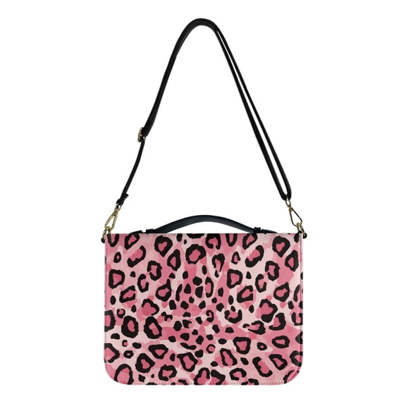 FOR U DESIGNS Pink Leopard Print Bible Case for Girls Kids Soft PU Leather Bible Carrying Cases Size L Waterproof Bible Cover for Bible Study Abrasion Bible Bags for Women Organizer