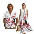 thumbnail image 1 of FOR U DESIGNS Plum Blossom Cat Clouds Print Matchable Couple Outfits Matching Clothes Linen-Look Casual Shirt or Maxi Sleeveless Dress for Beach Parties Travel, 1 of 7