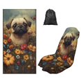 thumbnail image 1 of FOR U DESIGNS Pug Floral Butterfly Print Car Seat Cover for Front Seats, Auto Seat Cushion for SUVs & Trucks, Absorbent Microfiber Sweat Towel with Storage Bag, Yoga Mat, Running Towel, 1 of 7