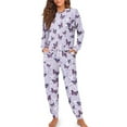 thumbnail image 1 of FOR U DESIGNS Purple Butterfly Drawstring Pajamas for Women Set Sleepwear Long Sleeve Tops and Pants 2 Pack Size 2XL Nightwear Comfortable Pjs for Women Winter, 1 of 6