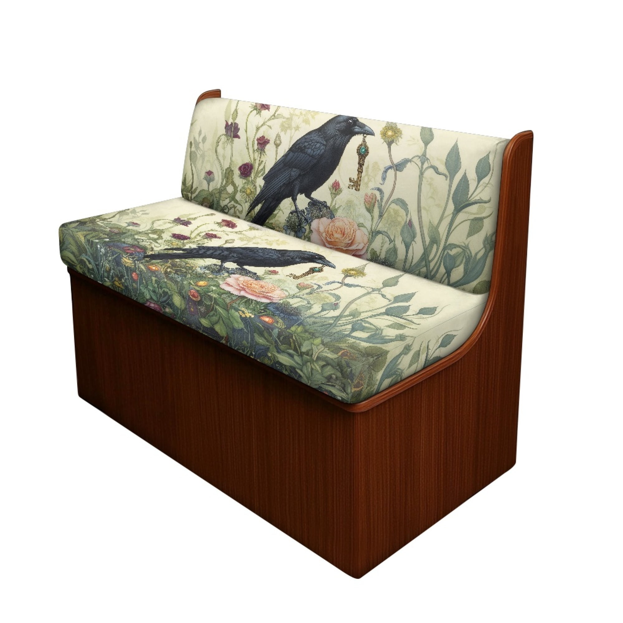 FOR U DESIGNS Raven Rose Leaf Print 2 Pcs RV Dinette Cushion Covers Scratch-resistant Camper Cushion Slipcover Stretch Sofa Furniture Protector Include1 Backrest Covers and 1 Bench Covers