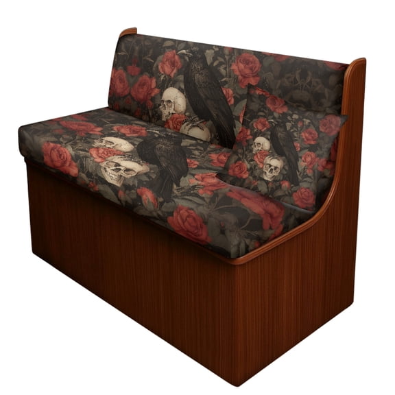 FOR U DESIGNS Raven Skull Rose Pattern 3 pcs RV Dinette Cushion Covers with Pillowcase, Elastic Camper Seat Covers Dinette Booth Comfortable Furniture Protector for RV Camper Car Bench