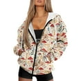 thumbnail image 1 of FOR U DESIGNS Red Mushroom Zip Hoodies for Women Oversized Cardigan Long Sweatshirt Hoodie Jackets for Women with Zipper Size XL Women Activewear Tops with Drawstring, 1 of 7
