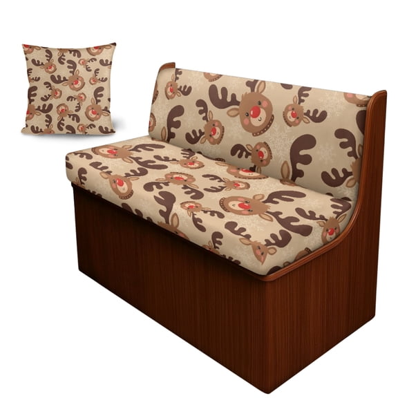 FOR U DESIGNS Reindeer Pattern RV Dinette Cushion Covers with Pillowcase, 3 Pcs Breathable Camper Cushion Slipcover Replacement Non-Slip Furniture Protector for RV Camper Bench