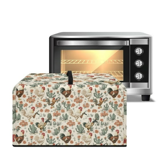 FOR U DESIGNS Rooster Chicken Cactus Print Microwave Oven Dust Cover Wear-Resistan Microwave Oven Grill Covers Protector Dust-Proof Small Appliance Covers in Home and Office-L