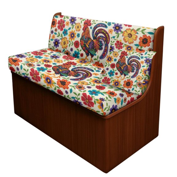 FOR U DESIGNS Rooster Chicken Flower Print RV Dinette Cushion Covers Replacement Camper Cushion Slipcover Scratch-resistant RV Couch Covers, 1 Backrest Cover 1 Bench Cover and 1 Pillowcase