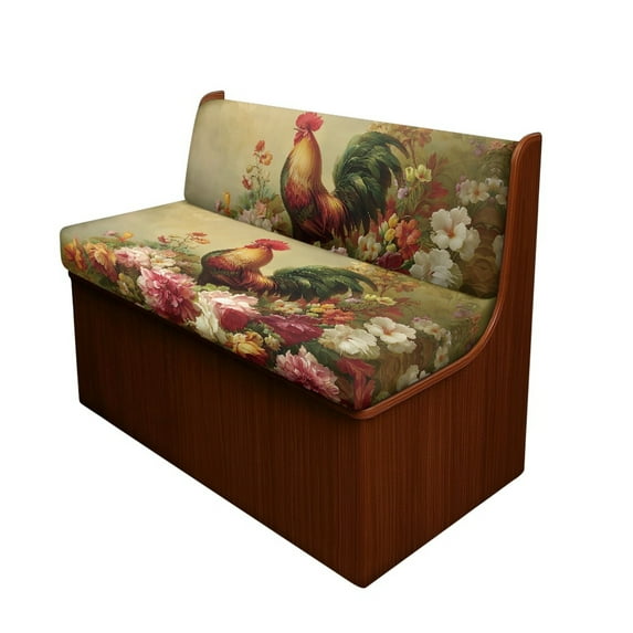 FOR U DESIGNS Rooster Chicken Peony Pattern 2 Pcs RV Dinette Cushion Covers Breathable Camper Cushion Slipcover Stretch 2 Seat Sofa Chair Cover Camper Seat Covers Dinette Booth