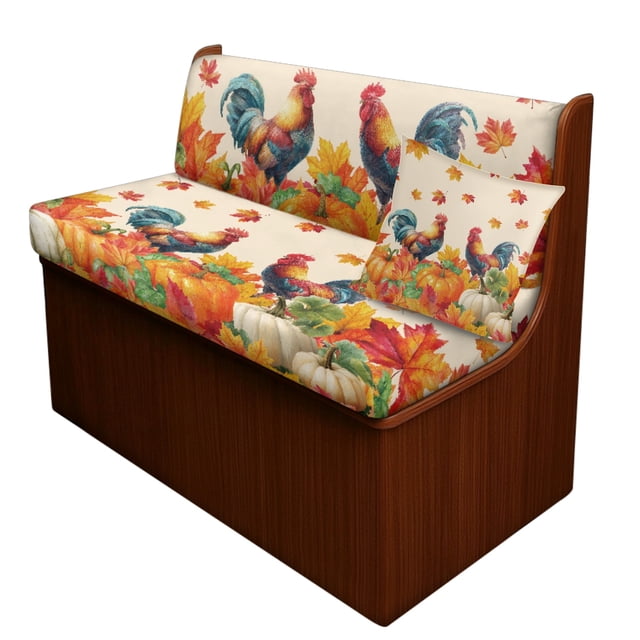 FOR U DESIGNS Rooster Chicken Pumpkin Print 3 Pack RV Dinette Cushion Covers Stretch Camper Cushion Slipcover Replacement RV Couch Cover Pillow Case Furniture Protector for RV Camper Bench