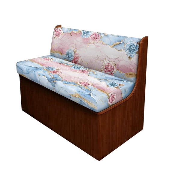 FOR U DESIGNS Rose Marble Print 2 Pack RV Dinette Cushion Covers Stretch Camper Cushion Slipcover Non-Slip RV Couch Cover Sofa Slipover for Travel Trailer Couch