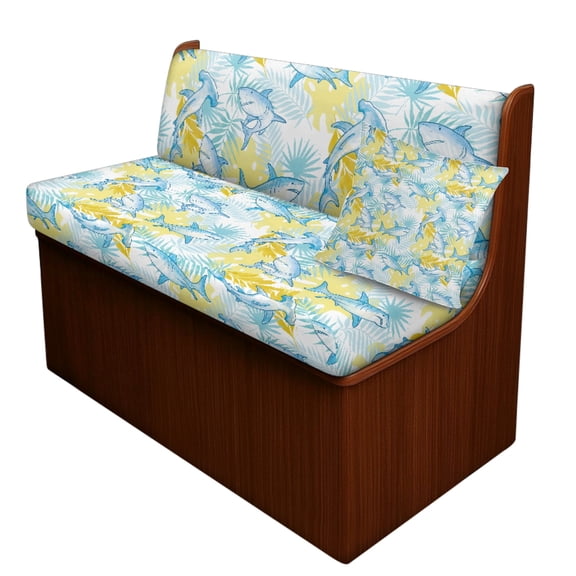 FOR U DESIGNS Shark Palm Leaf Print 3 Pcs RV Dinette Cushion Covers Comfortable Replacement Camper Cushion Slipcover Furniture Protector 1 Backrest Cover 1 Bench Cover and 1 Pillowcase