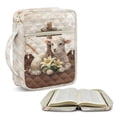 thumbnail image 1 of FOR U DESIGNS Sheep Lily Cross Print Bible Cover Quilted Bible Holder Case Reusable Book Cover Handbag Bible Protective with Zipper Pocket Christian Bible Accessories Gifts, 1 of 7