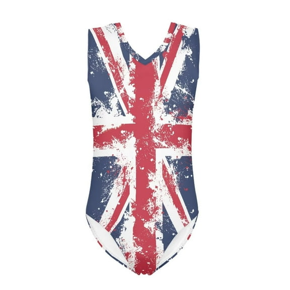 FOR U DESIGNS Skin-Friendly Sleeveless Bathing Suit for Kids Girls 9-10 Years Old England Flag One Piece Bathing Suit Comfortable Polyester Activewear