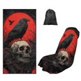 thumbnail image 1 of FOR U DESIGNS Skull Moon Raven Print Car Seat Cover 61x31 Inches Front Seat Protector, Absorbent Microfiber Portable Running Towel for Hot Yoga, Beach, and Outdoor Sport, 1 of 7