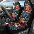 thumbnail image 1 of FOR U DESIGNS Skull Rose Print 2 Pcs Car Front Seat Covers Washable Driver Seat Cover with Backrest Scratch-Resistant Car Seat Protector Automotive Interior Accessories, 1 of 7