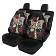 thumbnail image 1 of FOR U DESIGNS Skull Rose Print Automotive Seat Cover Stretch Front Seats and Rear Bench Seat Wear-Resistan Split Bench Compatible Car Interior Covers, Pack of 4, 1 of 7