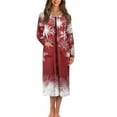 thumbnail image 1 of FOR U DESIGNS Snowflake Red Print Womens Nightgown Comfortable Long Sleeve Night Shirts Lightweight Woven House Sleep Dress Duster Lounger Robes Christmas Decor with Pockets, M, 1 of 8
