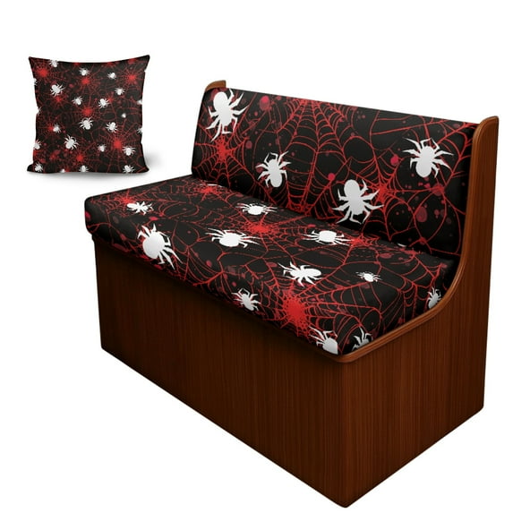 FOR U DESIGNS Spider Web Print 3 Pcs RV Dinette Cushion Covers with Pillowcase Elastic Camper Cushion Slipcover Non-Slip RV Couch Cover Furniture Protector for RV Camper Car Bench