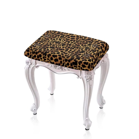 FOR U DESIGNS Star Leopard Print Stool Covers Rectangle 2 pcs Breathable Saddle Bar Stool Slipcover Removable Height Bar Stools Slipcovers with Elastic Band
