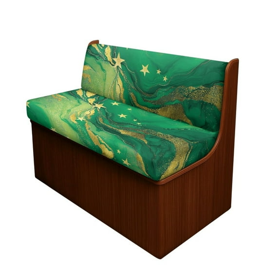 FOR U DESIGNS Star Marble Green Print 2 Pack RV Dinette Cushion Covers Stretch Camper Cushion Slipcover Non-Slip RV Couch Cover Sofa Slipover for Travel Trailer Couch