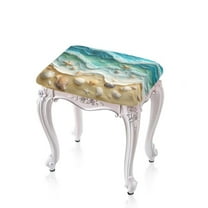 FOR U DESIGNS Starfish Seashell Beach Print Stool Covers Rectangle 2 pcs Removable Bar Stool Seat Covers Soft Vanity Bench Cover Stool Upholstered Protector Slipcover