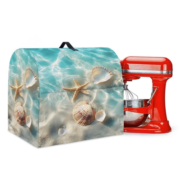 FOR U DESIGNS Starfish Seashell Stand Mixer Cover compatible with Kitchen Aid Mixer Portable Mixer Dust Covers Multi Pockets Compatible with Kitchen Aid 6-8 Quart Bowl Lift - L