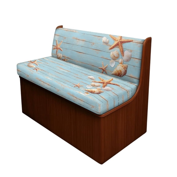 FOR U DESIGNS Starfish Seashell Wood Pattern 2 Pcs RV Dinette Cushion Covers Breathable RV Couch Cover Elastic Loveseat Sofa Chair Cover Furniture Protector for RV Camper Car Bench