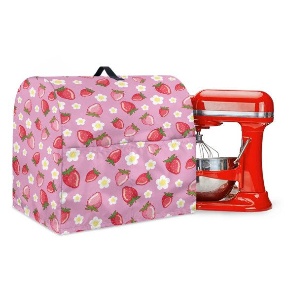 FOR U DESIGNS Strawberry Flower Kitchen Aid Mixer Cover Wear-Resistan Stand Mixer Dust Covers with Pocket and Organizer Bag Dust Cover for Stand Mixer or Coffee Maker - L