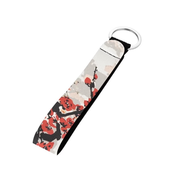 FOR U DESIGNS Stylish Keychain Wristlet for Women Girls Red Flower Key Chain Wristlet Strap with Metal Clasp Lightweight Lanyard Holder Birthday Gifts