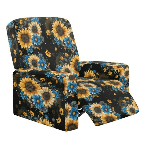 FOR U DESIGNS Sunflower Daisy Print Recliner Chair Covers with Armrest, Anti-Slip Recliner Sofa Slipcover Washable Lazy Boy Recliner Covers, Prevent Wear and Pet Hair