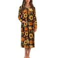 thumbnail image 1 of FOR U DESIGNS Sunflower Pumpkin Print Womens Nightgown Lightweight Long Sleeve Night Shirts Zip Up Duster Lounger Robe with Pockets, Long Sleeve House Coat Fall Home Decor, 3XL, 1 of 8