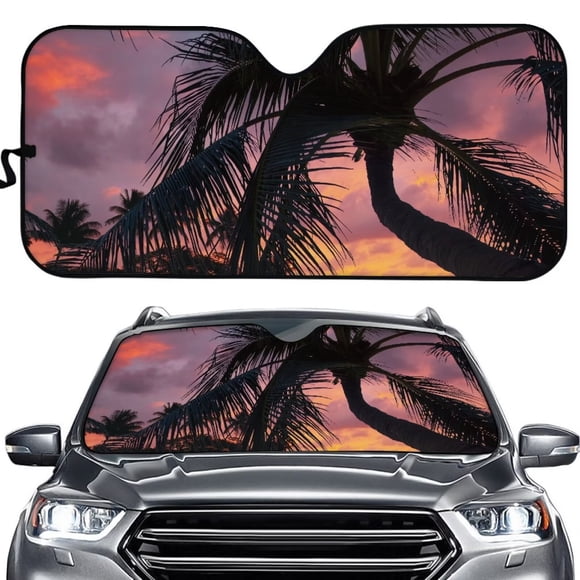 FOR U DESIGNS Sunset Car Sun Shade Universal Fit Foldable Sun Visor Vehicle Accessories for Truck SUV Van Automative Front Windshield Sunshade Keeps Out UV Rays
