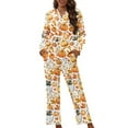 thumbnail image 1 of FOR U DESIGNS Thanksgiving Pumpkin Pajama Sets for Women 2 Piece Button Down Long Pants Size 4XL Sleepwear Long Sleeve V-neck Tops for Women Jogger Loungewear Fall, 1 of 7