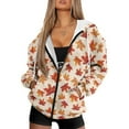 thumbnail image 1 of FOR U DESIGNS Thanksgiving Zip Up Hoodie Women Oversized Graphic Hoodies Size XL Maple Leaf Hooded Sweatshirt Women with Front Zipper Comfortable Sportswear with Drawstring Fall, 1 of 7