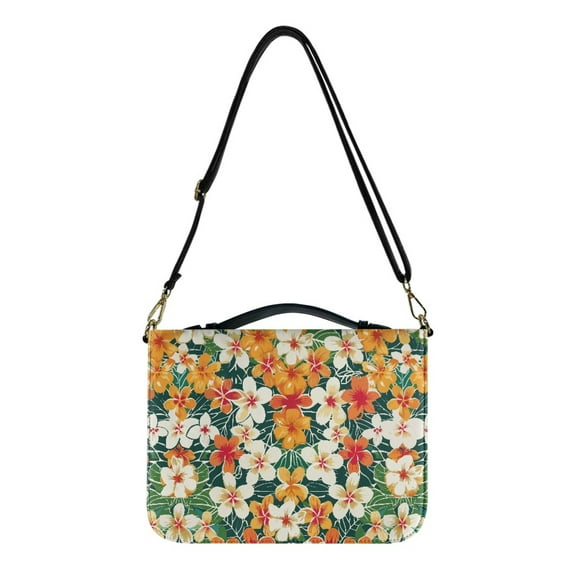 FOR U DESIGNS Tropical Flowers Plants Bible Cases for Woman Stylish Sturdy Bible Protective Carrier Size 2X-Large Leather Bible Cover with Adjustable Strap Bible Case Bag Book Carrying Case