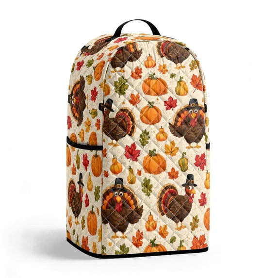 FOR U DESIGNS Turkey Pumpkin Maple Leaf Print Blender Cover Thanksgiving Decor Washable, Stain Resistant, with Top Handle & Pockets, Fits Coffee Maker & Juice Machine