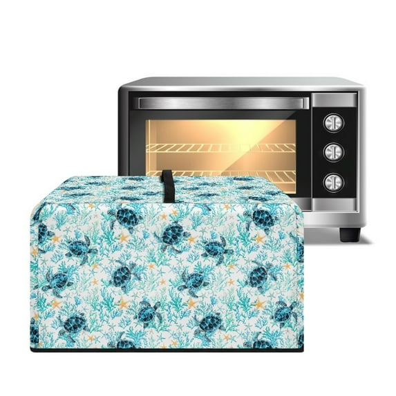 FOR U DESIGNS Turtle Coral Print Microwave Oven Dust Cover Portable Microwave Oven Folding Covers Wear-Resistan Lid for Air Fryer Toaster Oven (18.25" W x 14.5" D x 11" H)-S