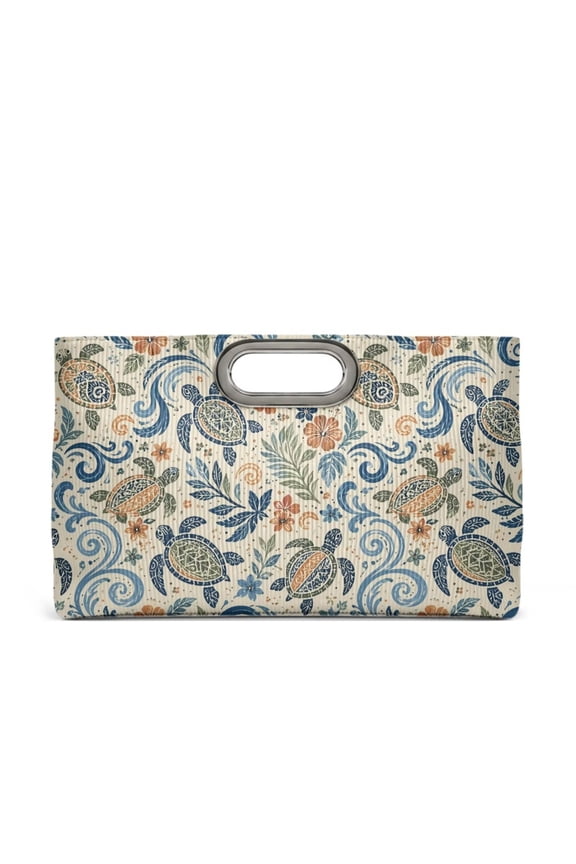 FOR U DESIGNS Turtle Floral Leaves Print Elegant Women’s Clutch Purse, PU Leather Handbag with Shoulder Chain Shoulder Crossbody Purse for Bridal, Party, Prom