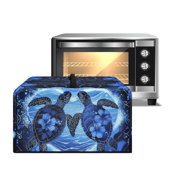 FOR U DESIGNS Turtle Heart Pattern Microwave Oven Dust Cover Dustproof Microwave Dust Covers Cloth Uv Protection Kitchen Appliance Covers Protector with Top Handle-S