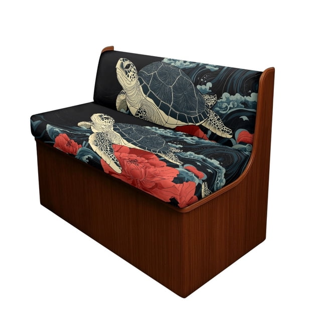 FOR U DESIGNS Turtle Peony Sea Wave Print 2 Pcs RV Dinette Cushion Covers Comfortable RV Couch Cover Stretch Sofa Furniture Protector Furniture Protector for RV Camper Car Bench