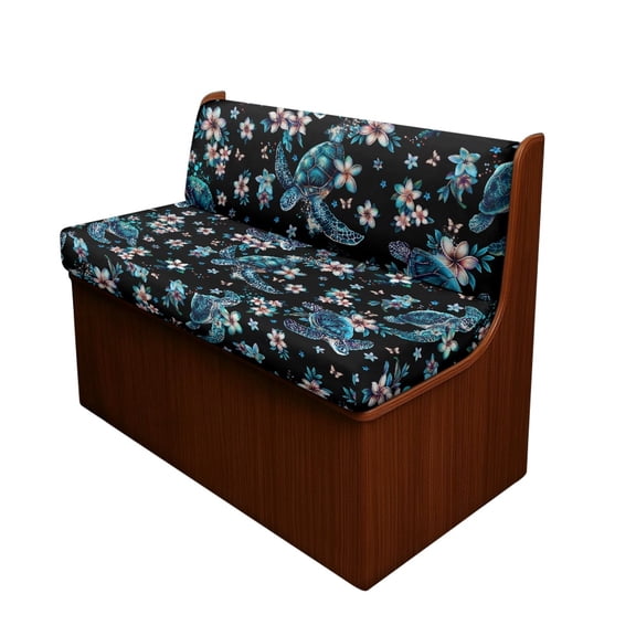 FOR U DESIGNS Turtle Plumeria Pattern 2 Pcs RV Dinette Cushion Covers Replacement RV Dinette Booth Seats Cover Elastic Sofa Chair Cover Furniture Protector for RV Camper Car Bench