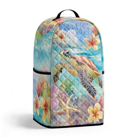 FOR U DESIGNS Turtle Starfish Frangipani Print Kitchen Appliance Cover Quilted, Washable, Stain Resistant, 2 Pockets, Fits Stand Mixer & Food Processor