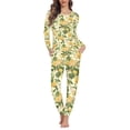 thumbnail image 1 of FOR U DESIGNS Vintage Lemon Pj Sets for Women Long Sleeve Pants and Crew Neck Tops Set of 2 Size M Nightwear for Women Pajama with Pockets Sleepwear Lounge, 1 of 6