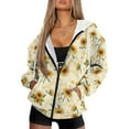 thumbnail image 1 of FOR U DESIGNS Vintage Sunflower Zip Up Hoodies for Women Oversized Sweatshirts Loose Fit Hoodie Size XL Ladies Hooded Long Sleeve Cardigan Down-Shoulder Collar Sportswear, 1 of 7